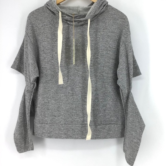 Elan Tops - Elan Gray Cutout Sleeve Pullover Hoodie NWT